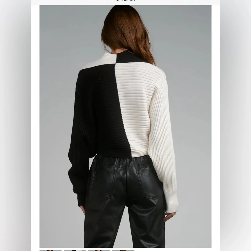 🖤NWT Elan Black and White Colorblock Sweater//Size L 🖤 - Picture 5 of 6